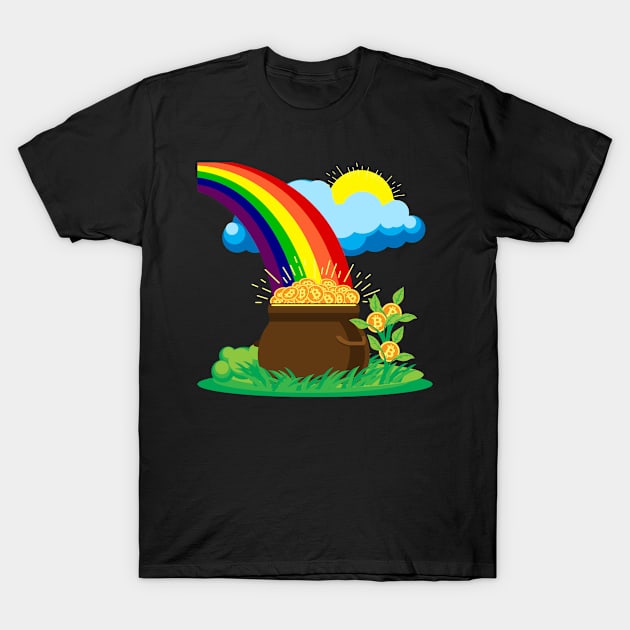 Bitcoin, Rainbow, Pot, Gold, Goblin, Legend, Money T-Shirt by Strohalm